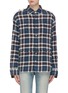 Main View - Click To Enlarge - R13 - Frayed border colourblock check plaid flannel shirt