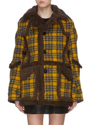 Main View - Click To Enlarge - R13 - Contrast piping check plaid oversized coat