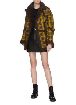 Figure View - Click To Enlarge - R13 - Contrast piping check plaid oversized coat