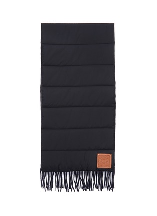 Detail View - Click To Enlarge - LOEWE - Logo patch fringed puffer scarf