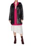 Figure View - Click To Enlarge - YVES SALOMON - Shearling lined hooded lambskin leather coat