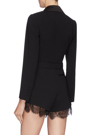 Back View - Click To Enlarge - SELF-PORTRAIT - Belted lace cuff crepe rompers