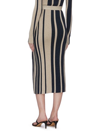 Back View - Click To Enlarge - SELF-PORTRAIT - Split hem metallic stripe knit skirt