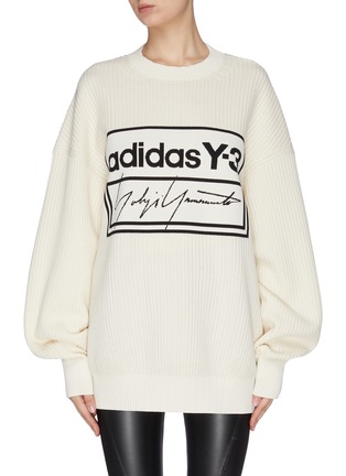 Main View - Click To Enlarge - Y-3 - Logo print puff sleeve unisex oversized knit sweater