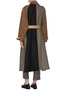 Back View - Click To Enlarge - BARENA - 'Vaghezza' belted patchwork colourblock coat