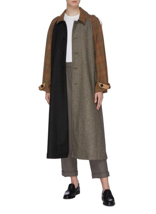 Figure View - Click To Enlarge - BARENA - 'Vaghezza' belted patchwork colourblock coat