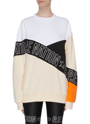 Main View - Click To Enlarge - P.E NATION - 'Elements' logo print colourblock panelled sweatshirt