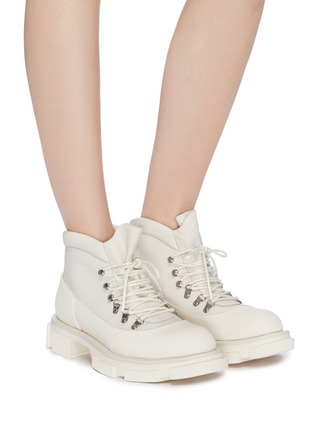 Figure View - Click To Enlarge - CLERGERIE - x both 'Banco' rubber panel leather platform combat boots