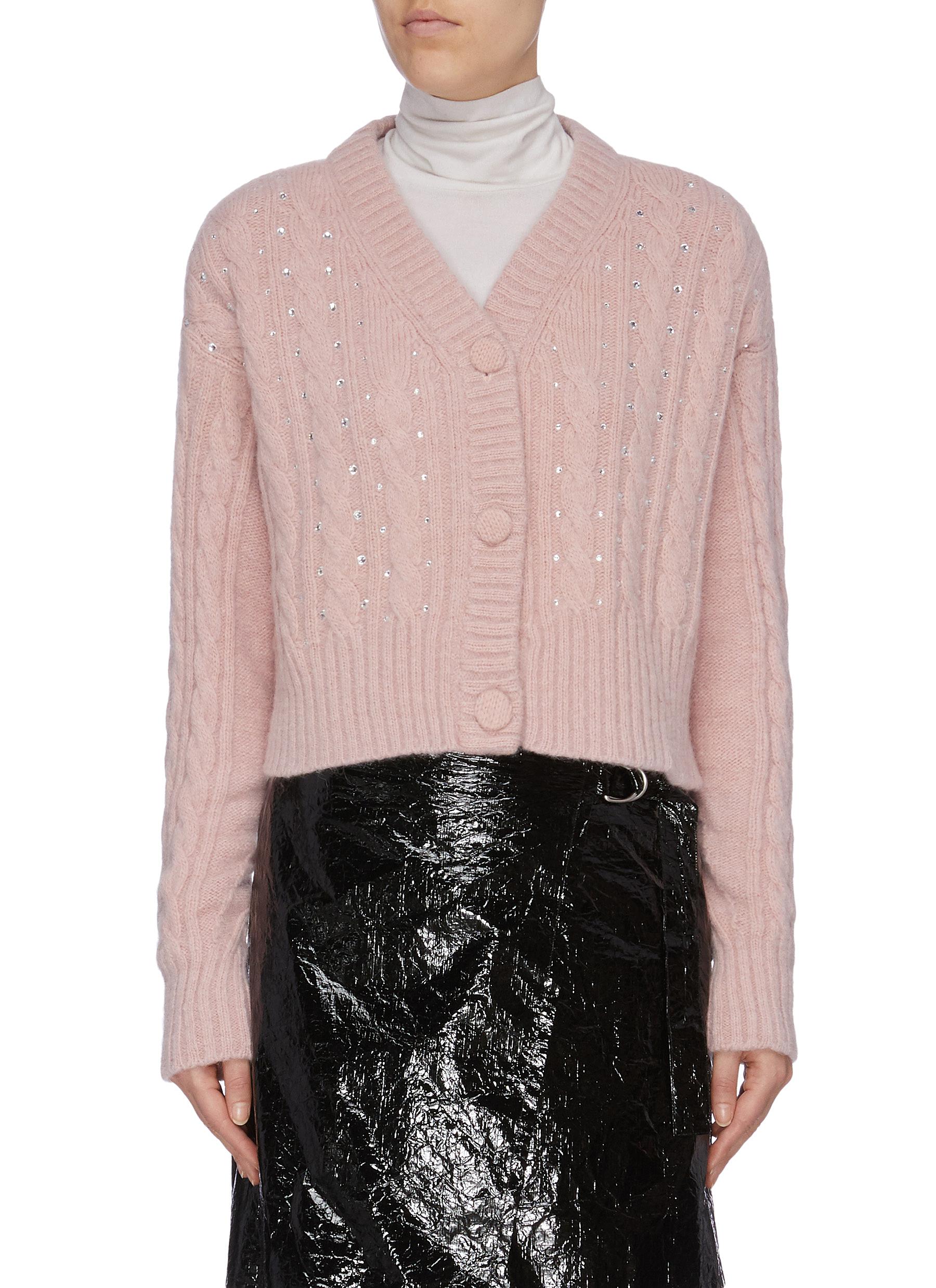 Strass cropped cable knit cardigan by Philosophy Di Lorenzo Serafini