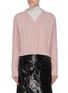 Main View - Click To Enlarge - PHILOSOPHY DI LORENZO SERAFINI - Strass cropped cable knit cardigan