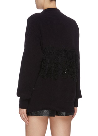Back View - Click To Enlarge - PHILOSOPHY DI LORENZO SERAFINI - Floral lace panel chenille cardigan