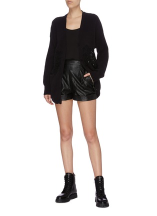 Figure View - Click To Enlarge - PHILOSOPHY DI LORENZO SERAFINI - Strass trim faux leather shorts