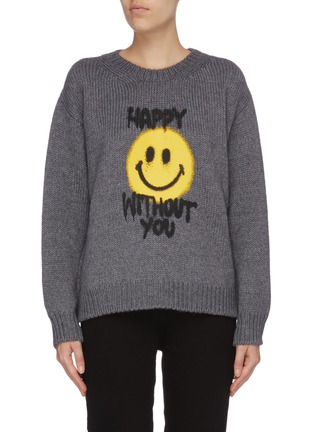 Main View - Click To Enlarge - PHILOSOPHY DI LORENZO SERAFINI - x Smiley® 'Happy Without You' slogan graphic print sweater