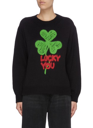 Main View - Click To Enlarge - PHILOSOPHY DI LORENZO SERAFINI - 'Lucky You' slogan graphic print sweater