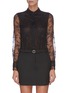 Main View - Click To Enlarge - PHILOSOPHY DI LORENZO SERAFINI - Belted sheer sleeve panelled lace shirt mini dress