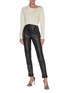 Figure View - Click To Enlarge - PHILOSOPHY DI LORENZO SERAFINI - Cropped roll neck zip shoulder pipe seam knit top