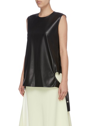 Detail View - Click To Enlarge - ELLERY - 'Bernardo' belted heart cutout faux leather top