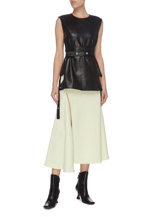 Figure View - Click To Enlarge - ELLERY - 'Bernardo' belted heart cutout faux leather top