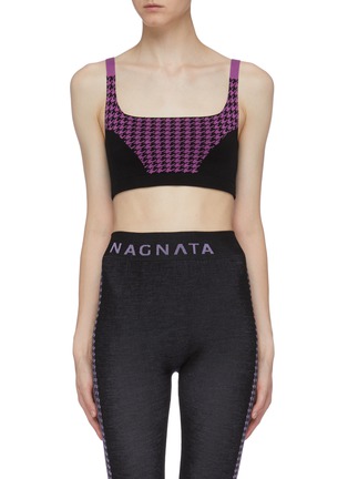 Main View - Click To Enlarge - NAGNATA - Houndstooth check jacquard panel knit bralette