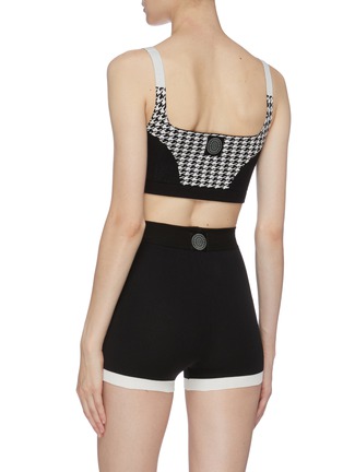 Back View - Click To Enlarge - NAGNATA - Houndstooth check jacquard panel knit bralette