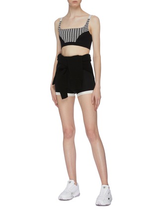Figure View - Click To Enlarge - NAGNATA - Houndstooth check jacquard panel knit bralette
