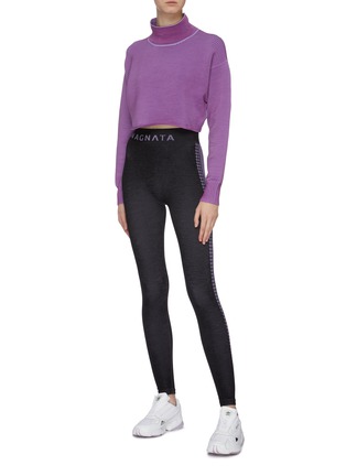 Figure View - Click To Enlarge - NAGNATA - Organic cotton rib knit cropped high neck sweater