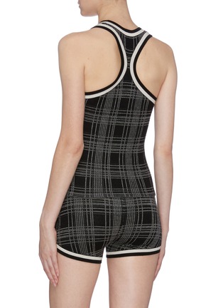 Back View - Click To Enlarge - NAGNATA - Stripe trim check plaid knit racerback tank top