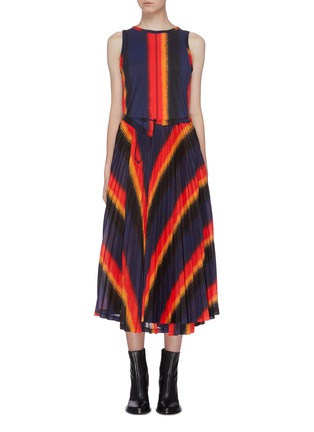 Main View - Click To Enlarge - TOGA ARCHIVES - Colourblock pleated sleeveless dress