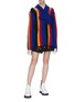 Figure View - Click To Enlarge - TOGA ARCHIVES - Frayed edge stripe colourblock wool cold shoulder top