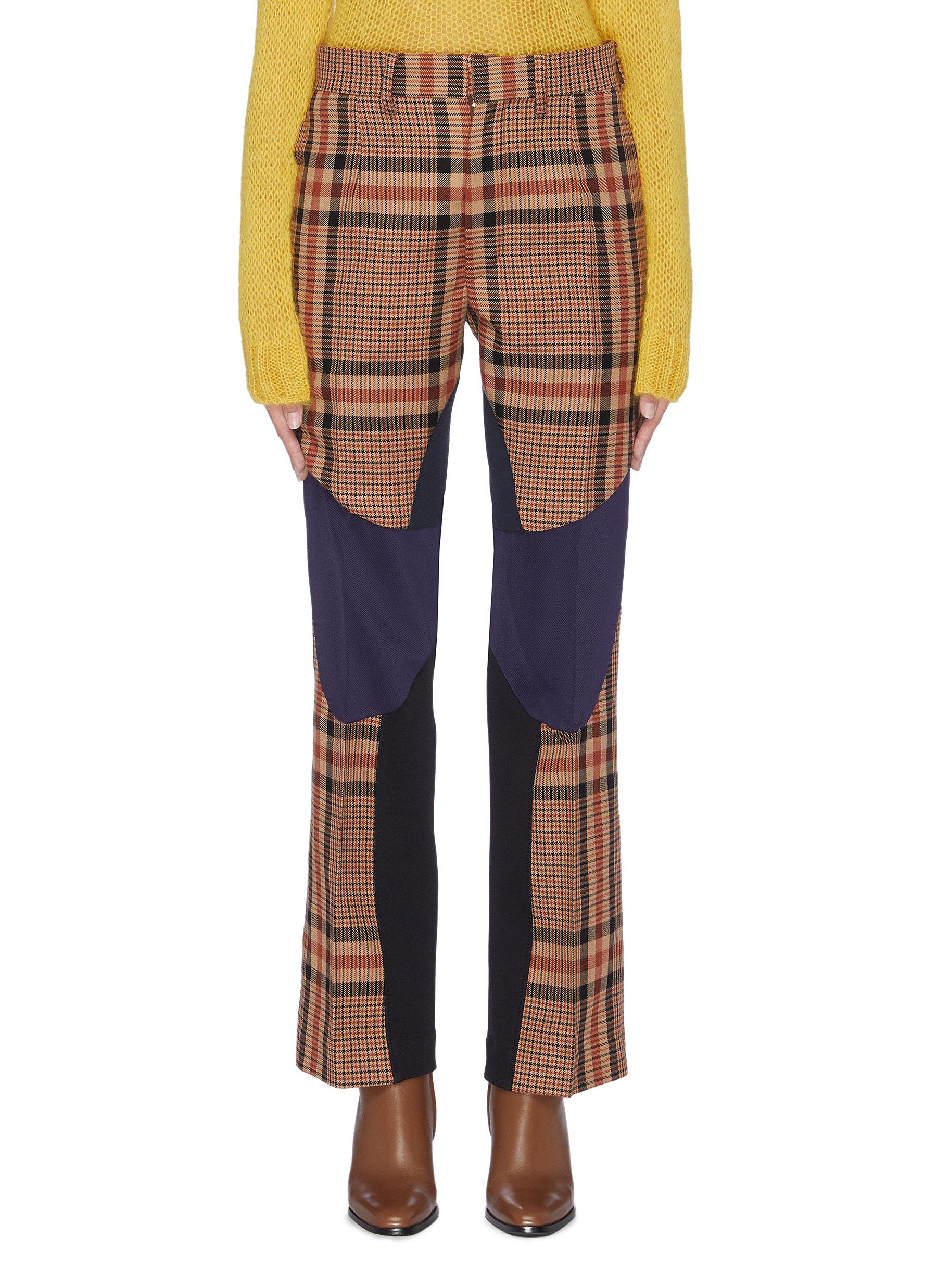 Colourblock wool check plaid pants by Toga Archives