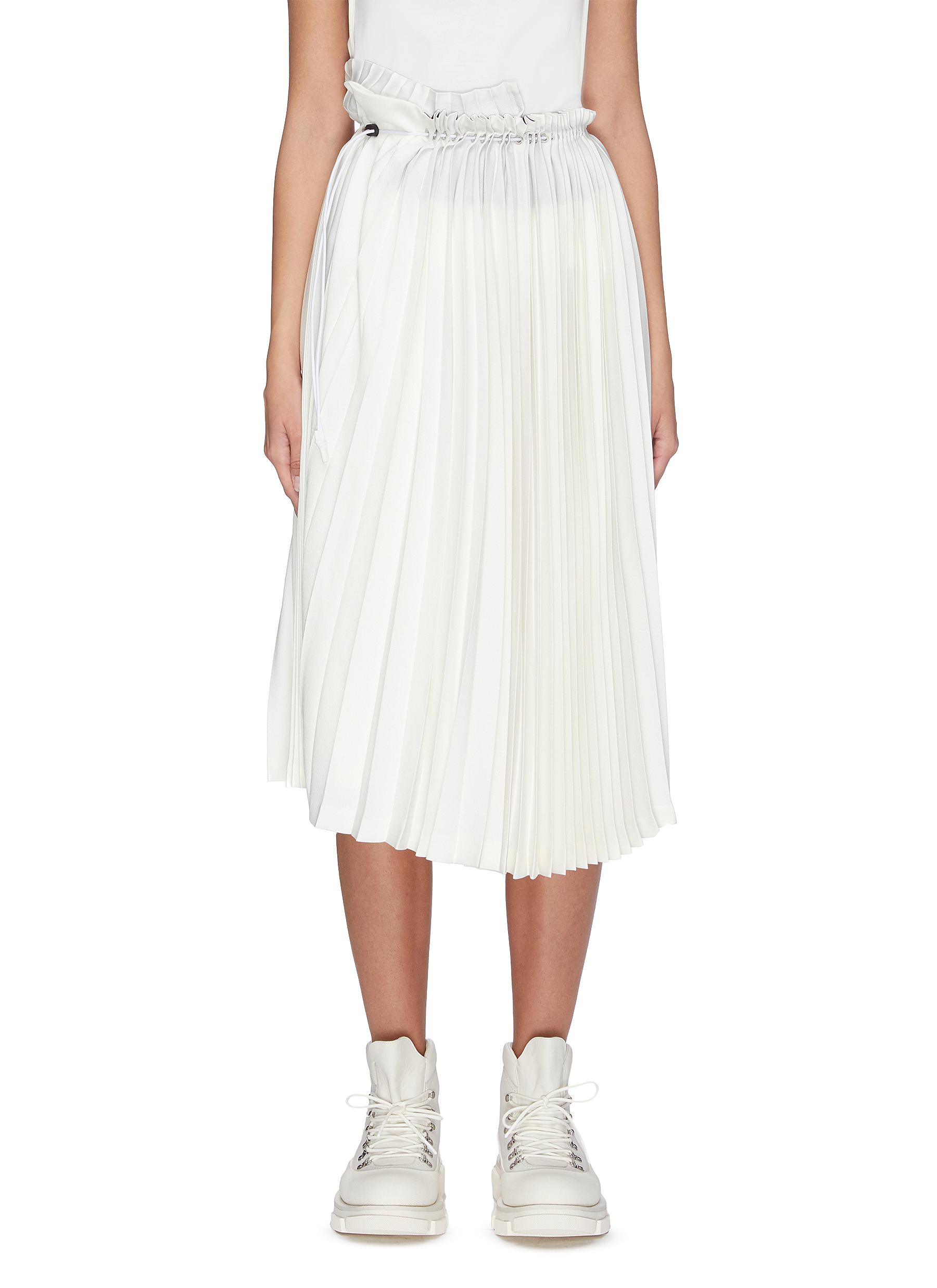 Drawstring waist pleated satin skirt by Toga Archives
