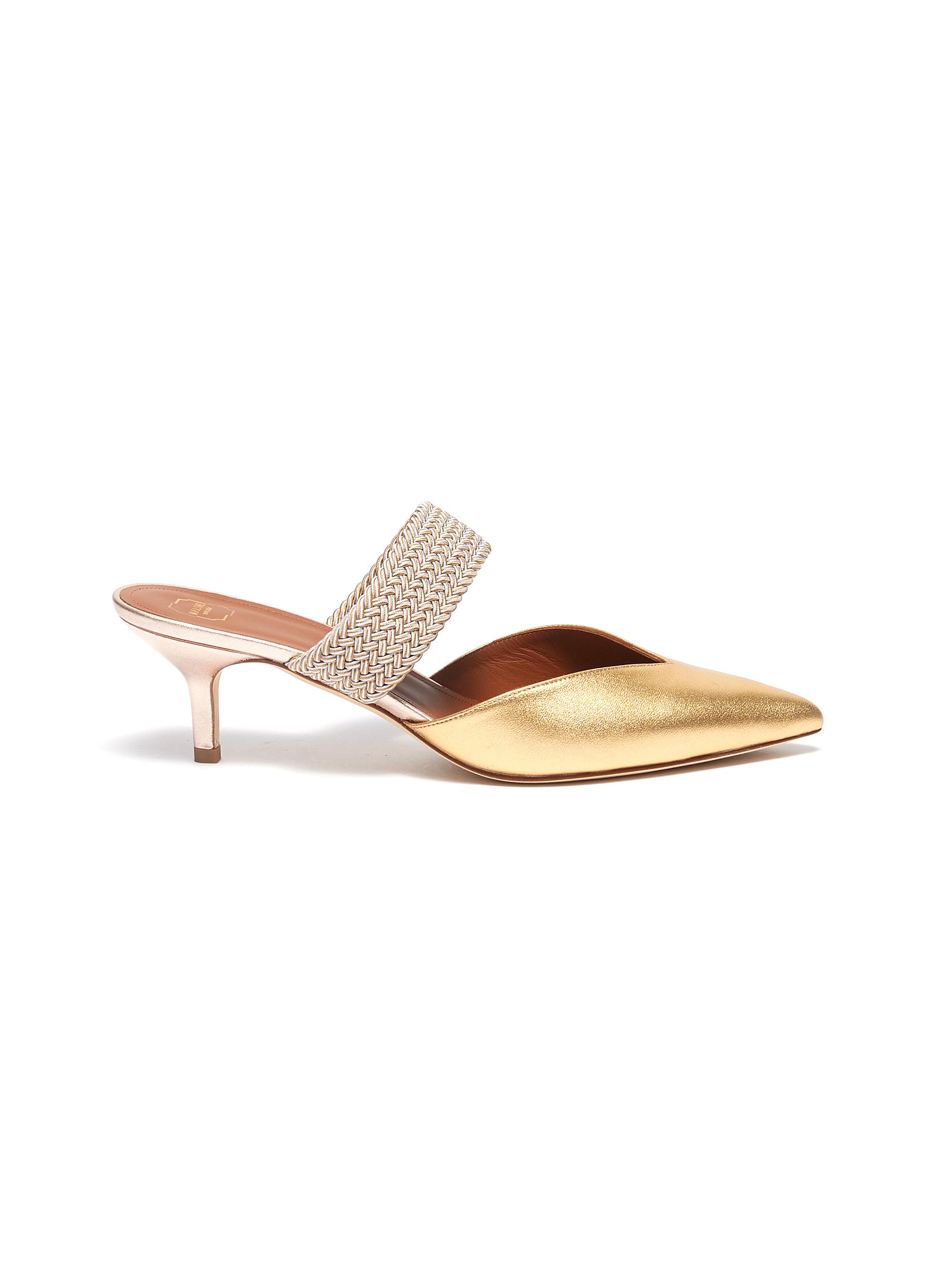 Click to view more detailed imagery on our partner's website Malone Souliers 'Maisie' Braided Band Metallic Leather Mules In Gold