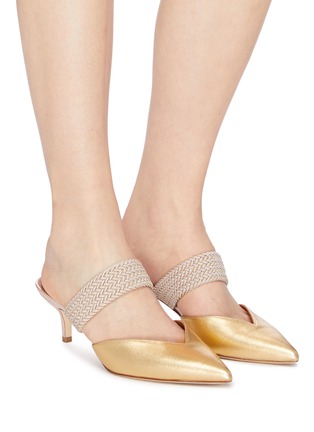 Figure View - Click To Enlarge - MALONE SOULIERS - 'Maisie' braided band metallic leather mules