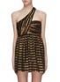 Main View - Click To Enlarge - SAINT LAURENT - Metallic stripe one shoulder dress