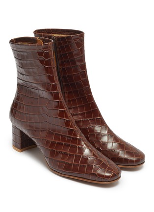 Detail View - Click To Enlarge - BY FAR - 'Sofia' croc embossed leather ankle boots