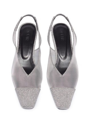 Detail View - Click To Enlarge - BY FAR - 'Kendall' glitter toe mesh slingback pumps