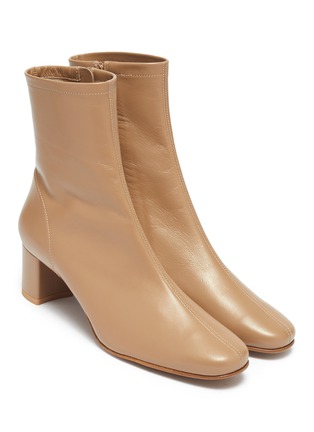 nude leather booties
