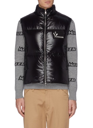 Main View - Click To Enlarge - MONCLER - 'Banker' logo print down puffer vest