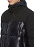 Detail View - Click To Enlarge - MONCLER - 'Blanc' detachable hood contrast panel down puffer jacket