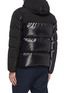 Back View - Click To Enlarge - MONCLER - 'Blanc' detachable hood contrast panel down puffer jacket