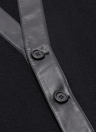  - SAINT LAURENT - Leather trim cashmere cardigan