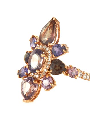 Detail View - Click To Enlarge - XIAO WANG - 'Galaxy' diamond sapphire 18k rose gold ring