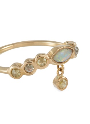 Detail View - Click To Enlarge - XIAO WANG - 'Gravity' diamond opal 14k yellow gold ring