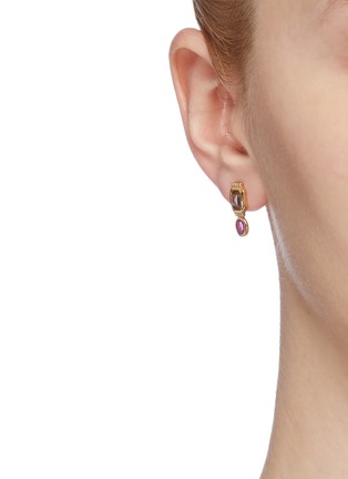 Front View - Click To Enlarge - XIAO WANG - 'Galaxy' diamond ruby 18k gold mismatched drop earrings