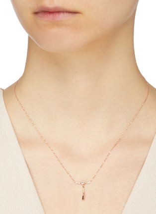 Figure View - Click To Enlarge - XIAO WANG - 'Gravity' diamond 14k rose gold pendant necklace