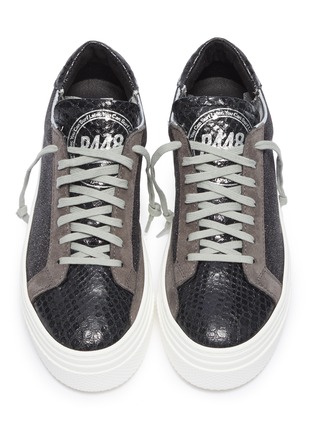Detail View - Click To Enlarge - P448 - 'John' chunky outsole panelled glitter sneakers