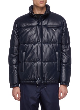 Main View - Click To Enlarge - PRADA - Hooded leather down puffer jacket