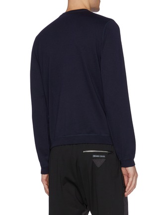 Back View - Click To Enlarge - PRADA - Logo embroidered virgin wool blend sweater