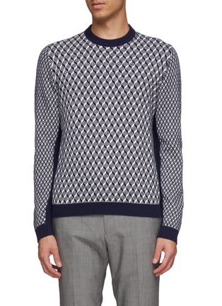 Main View - Click To Enlarge - PRADA - Geometric intarsia virgin wool-cashmere sweater
