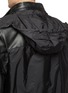 Detail View - Click To Enlarge - PRADA - Retractable hood contrast panel patchwork leather jacket
